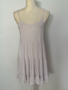 Tobi Sleeveless White Trapeze Tunic Top Ruffle Straps Boho Hipster Maternity XS